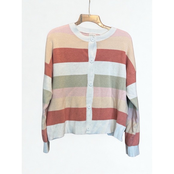 Dreamers by Debut Striped cardigan Soft Fall Sweater‎ Y2K L - Picture 1 of 5